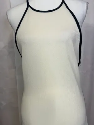 H&M White Halter Slip Dress with Black Trim thumbnail 4