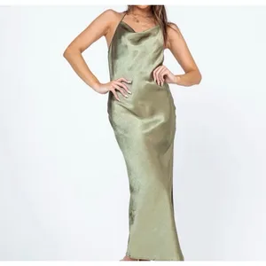 Princess Polly Alissa Green Slit satin strapless halter maxi dress in size 12 thumbnail 2