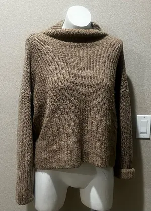 Anthropologie tan knit pullover sweater thumbnail 1