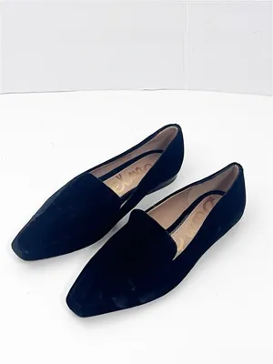 SAM EDELMAN Emelie Black Velour Square Tie Slip On Loafers Size 7M Neutral Boho thumbnail 8