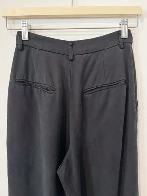 Reformation Petite Mason Pants Size 0 Faded Black Pleated Wide Leg Dark Academia thumbnail 11