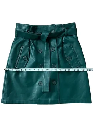 Forever 21 Faux Leather Wrap Belted Mini Skirt Green Size Medium thumbnail 7