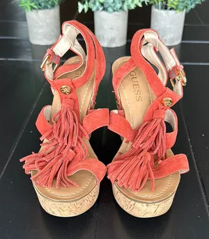 Guess Women's Burnt Red Suede Sandals thumbnail 1