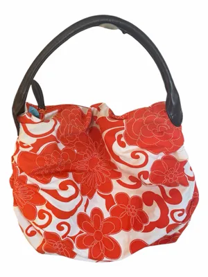Saks Fifth Avenue slouchy hobo shoulder bag floral resort tropical thumbnail 1