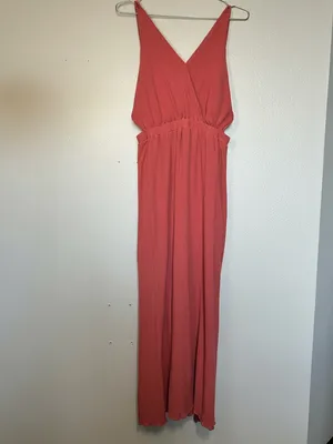 Lulus Rust V-Neck Maxi Dress with Side Slits thumbnail 3