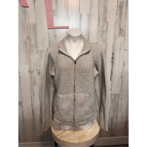 Natural Reflections Women Sz XL, Fleece Zip Up Jacket Beige Oatmeal thumbnail 2