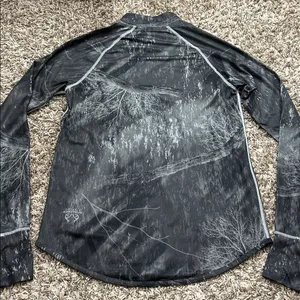 Realtree Fishing Pro Series Gray Woods Camo Long Sleeve Quarter Zip Top Sz S thumbnail 9