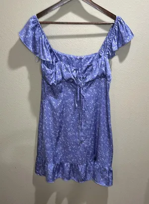 Zara size large purple floral babydoll dress thumbnail 5