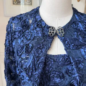 Cachet Dark Blue 2pc Formal Jacket Tank Soutache Sequin Rhinestone Clip 6 thumbnail 2