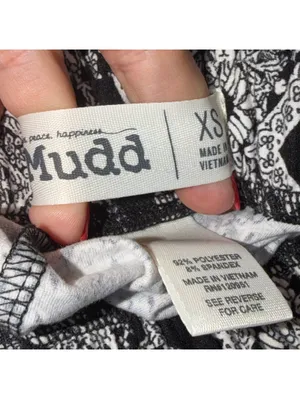 Mudd Women’s Black & White Boho Paperbag Waist Tie Pants XS Printed Pull-On thumbnail 7