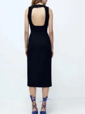 Zara black midi dress thumbnail 2