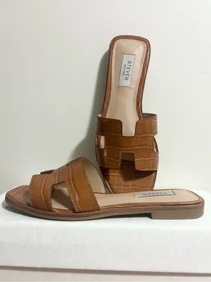 Steve Madden Hadyn Cognac Croc-Embossed Slide Sandals Size 6.5 thumbnail 2