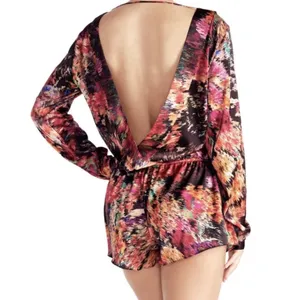 Naked Princess Lila Silk Romper Womens Large Abstract Floral Drawstring thumbnail 7