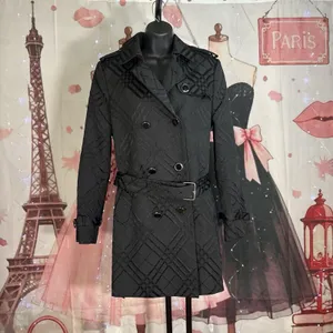 Calvin Klein Black Quilted Coat Jacked Double Breasted Women's Size M thumbnail 2