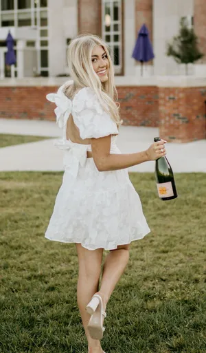 White Puff Sleeve Floral Bardot Mini Dress thumbnail 1
