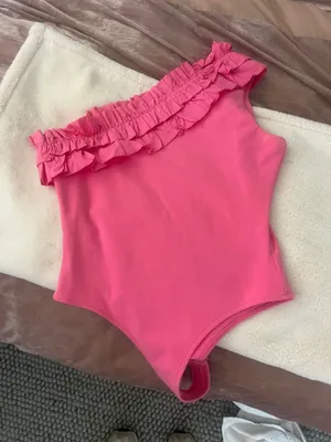 Endless Rose One Shoulder Pink Ruffle Bodysuit thumbnail 4