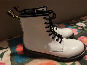 Dr. Martens White Leather Combat Boots Size 6 US / 37 EU thumbnail 1