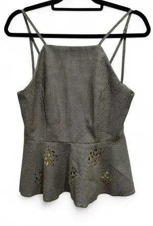 English Factory Black And White Gingham Peplum Tank‎ Medium thumbnail 1