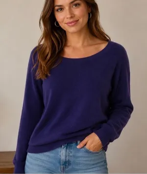 Apt 9 Womens Purple 100% Cashmere Scoop Neck Raglan Sleeve Sweater Size M thumbnail 1