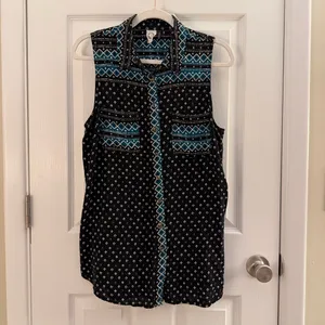 Anthropologie Akemi + Kin Ira Black Printed Motif Sleeveless Tunic Medium thumbnail 3
