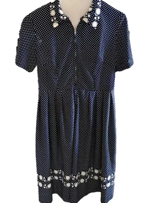 Vintage 50’s Casualmaker Blue Polka Dot Short Sleeve Dress thumbnail 1