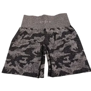 NVGTN Camo Seamless Shorts Black Gray High Waist Gym‎ Lifting Workout Size S thumbnail 3