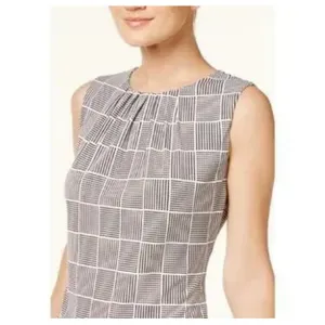 Calvin Klein Pleated Plaid Sleeveless Top Size Large thumbnail 2