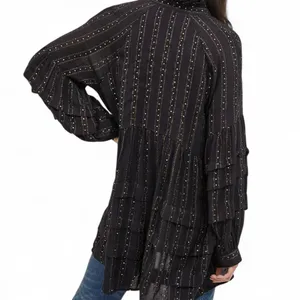 Anthropologie Black and Gold Tunic Top thumbnail 2
