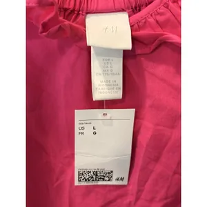 H&M NWT Hot Pink Flounce Trim Ruffle Strap Cotton Lightweight Midi Dress Size L thumbnail 5