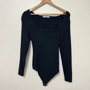 Abercrombie & Fitch Long Sleeve Squareneck Sweater Bodysuit Black Size Medium thumbnail 2