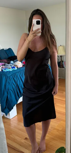 Forever 21 ZARA Black Satin Slip Dress thumbnail 2