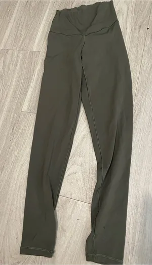 High-Waist Olive Leggings with Sculpting Waistband thumbnail 1