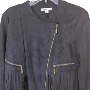 Love Riche Black Faux Suede Fringe Jacket Western Boho thumbnail 3