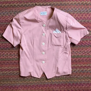 80s VINTAGE BABY PINK BUTTON UP BLOUSE thumbnail 1