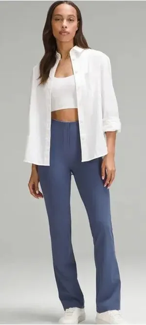 NEW Lululemon Smooth Fit Pull-On High Rise Athleisure Workwear Trouser Blue Sz 4 thumbnail 1