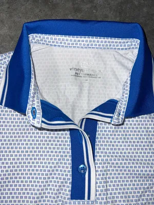 Vineyard Vines White Golf Polo Performance with Royal‎ Blue Trim XS thumbnail 2