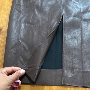 Babaton Brown Vegan Leather Pencil Skirt thumbnail 5