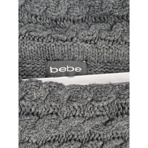Bebe Womens Sweater Charcoal Grey Cowl Neck Cable Knit Chunky Small thumbnail 7