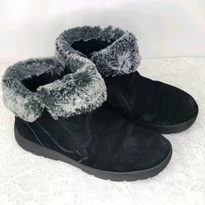 Khombu Jessica suede leather faux fur fall winter black boots sz 7 thumbnail 2