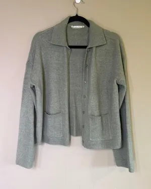 Abercrombie & Fitch Sage Green Collared Button Front Cardigan Sweater XS Womens thumbnail 1