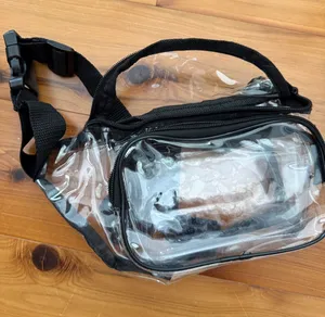 Clear and Black Trim Belt Bag - Transparent Waist Pack gameday bag thumbnail 1