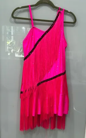 Revolution Dancewear Flapper Hot Pink Sequin Fringe Costume Dress Adult Sz M thumbnail 1