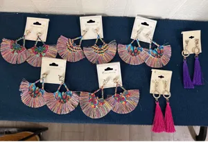 Bundle 5- Boho Tassel Fan Earring Multicolor Peacock Rhinestone Drop Lot 7 thumbnail 1
