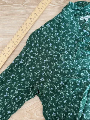 Reformation Small Violet Blouse Clementine Green Floral Office Sheer Cottage thumbnail 9