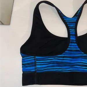 Hanes Blue and Black Striped Sports Bra size XL thumbnail 5