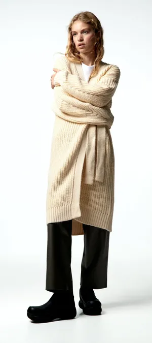 ZARA Chunky Wrap Front Knit Cardigan thumbnail 4