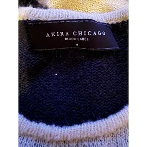 Akira Black Label Sweater Womens Medium‎ Cream Black Reversible Knit Slouchy thumbnail 3