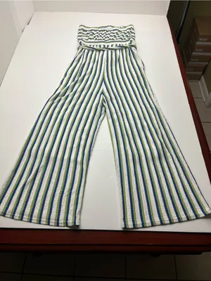 Anthropologie Maeve Meja Strapless Striped Knit Wide Leg Jumpsuit Small FLAW‎ thumbnail 15