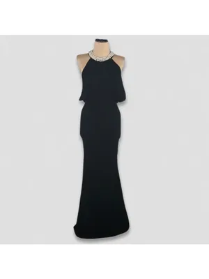 Lulus Pearl Halter Mermaid Maxi Dress Black XS NWT thumbnail 3
