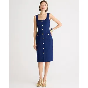 NWT J.Crew Sophia Sleeveless Midi in Dark Evening Blue Tweed Dress 12 thumbnail 2